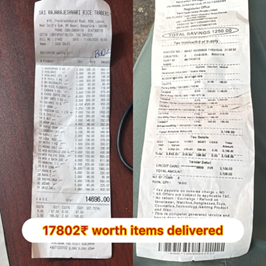 Grocery bills and receipts