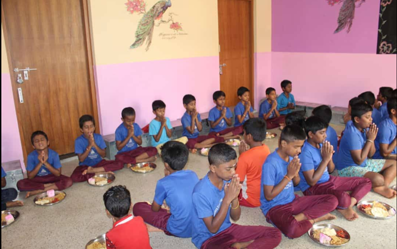 Children enjoying meals